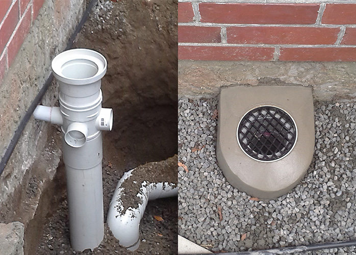 Drain installation before and after
